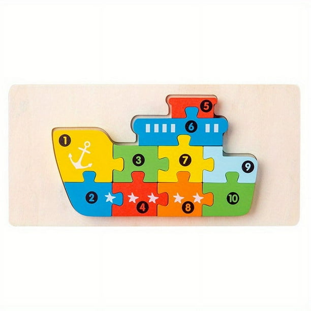 Wooden Early Education Cognition Children's Educational Toys Building Blocks Wooden Animal Traffic Shape Matching 3d Three-dimensional Puzzle