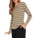 thumbnail image 4 of INSPIRE CHIC Suéter Casual para Mujer con Cuello Redondo a Rayas Hueco Trabajo Otoño Invierno Suéteres de Moda XL Marrón, 4 of 6