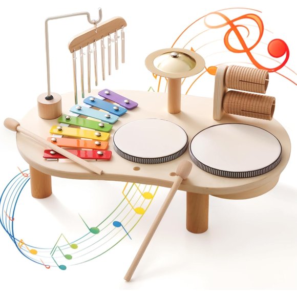 Set Musical Madera Xilófono 2 Tambores