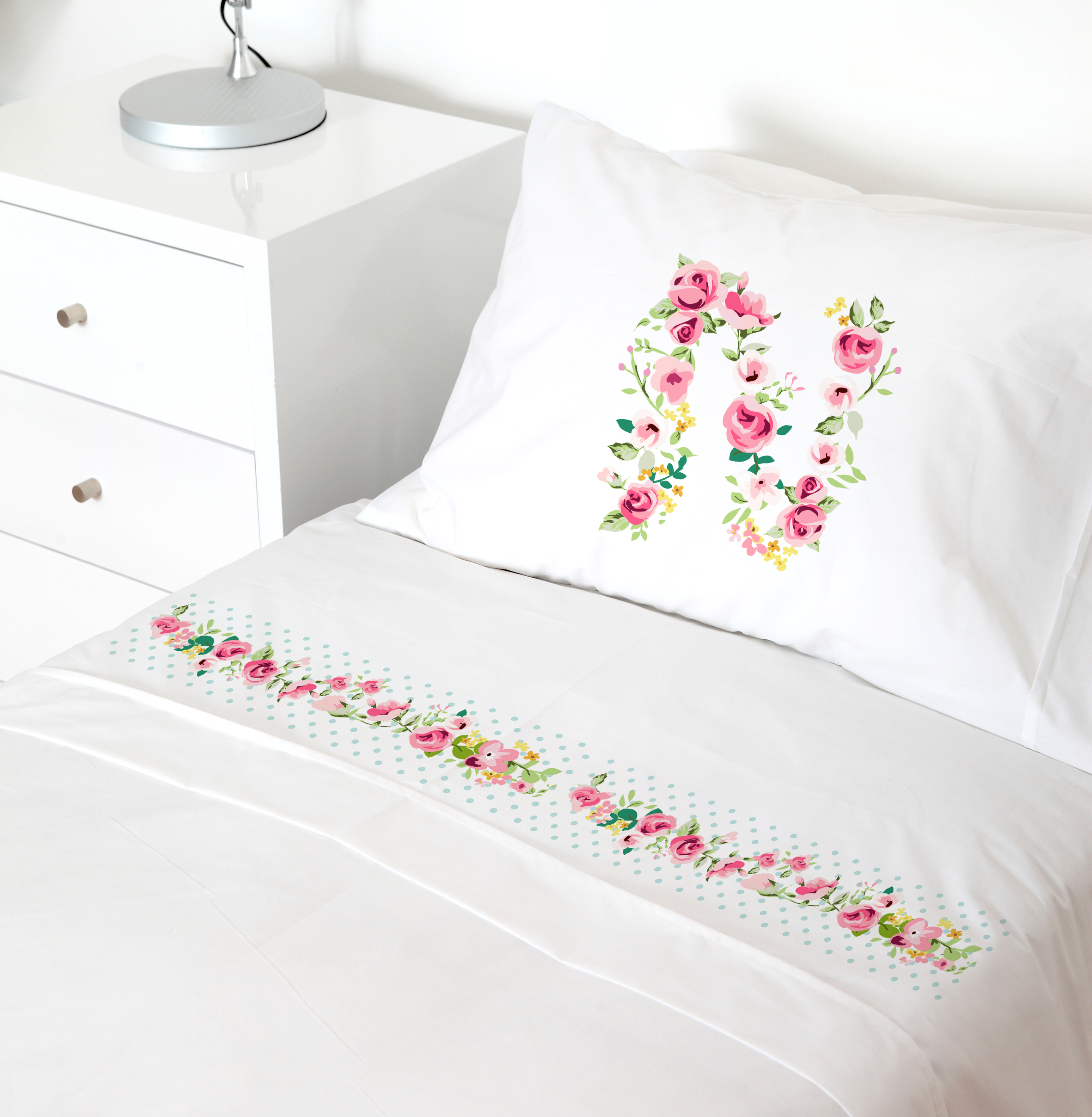 Tuyo Print - Juego De Sábanas 1,5 Pl Letras Vintage N