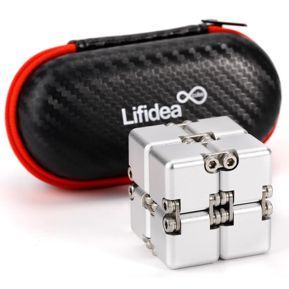 Fidget Toy Lifidea, aleación de aluminio, con forma de cubo infinito, plateado
