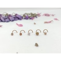 Elbauldejuma - Set 5 Piercing Oro Rosa Acero Tipo S Nariz Zirconia Nostril