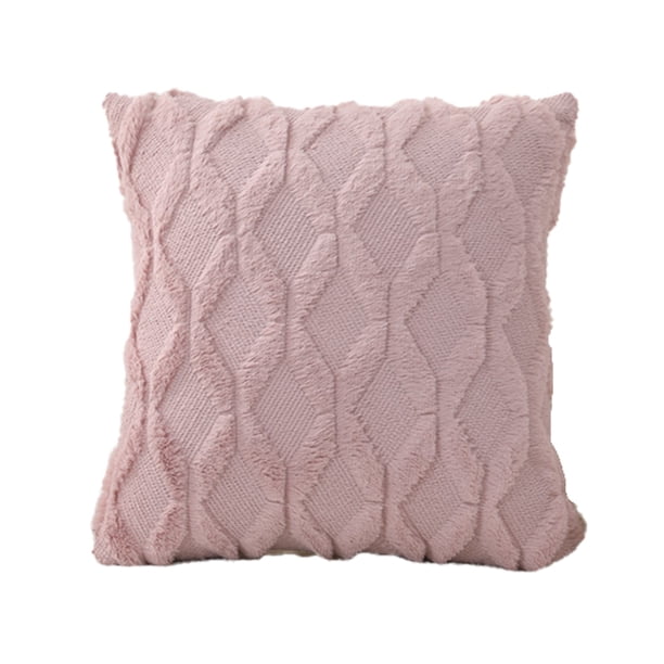 Funda de almohada de felpa acolchada de conejo, funda de almohada de sofá de color liso