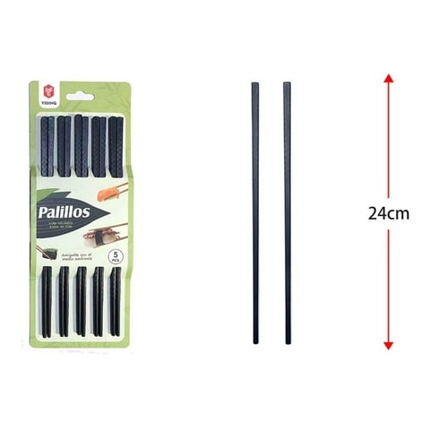 Genérico - Palillos Chinos Bambú (5 Pares) 24 Centímetros Largo