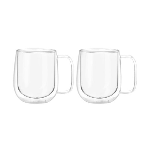 Set 2 Tazas Mug De Vidrio Doble Pared 300 Ml Simplit