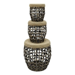 Genérico - Set 3 Taburetes Auxiliares Decorativos Estilo Natural Jhn