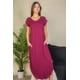 thumbnail image 3 of Saronite Vestido Largo con Escote en V, Mangas Murciélago y Bolsillos Ocultos, Color Burdeos (para Mujer), 3 of 5