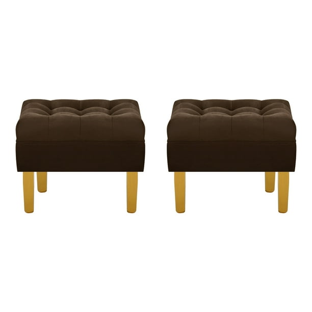 Set Pouf Wood 1c Felpa 01 Chocolate