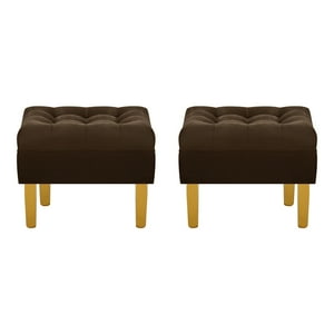 Bodevir - Set Pouf Wood 1C Felpa 01 Chocolate
