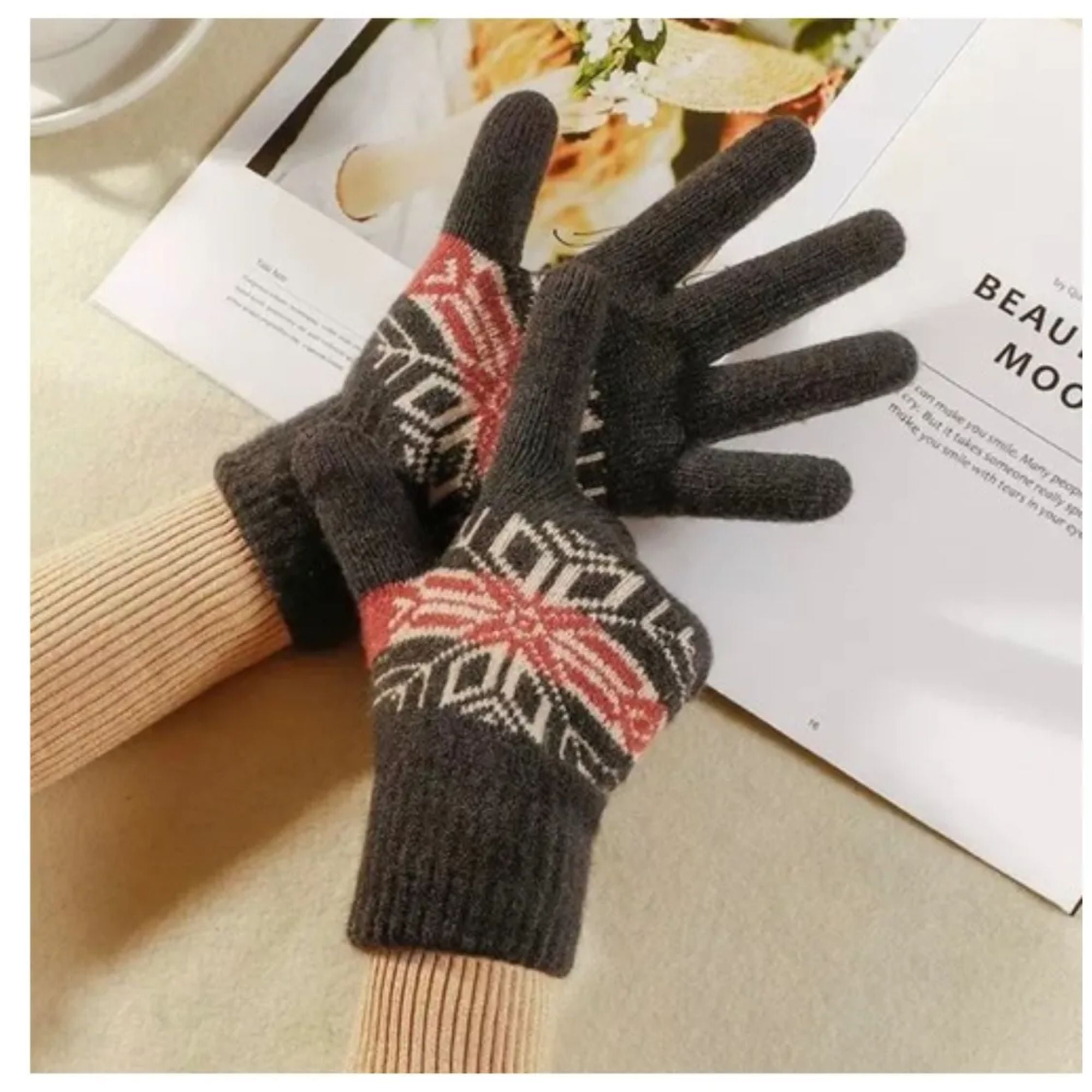 Ekolmac Center - Set 3 Guantes De Lana Térmico Con Chiporro Unisex