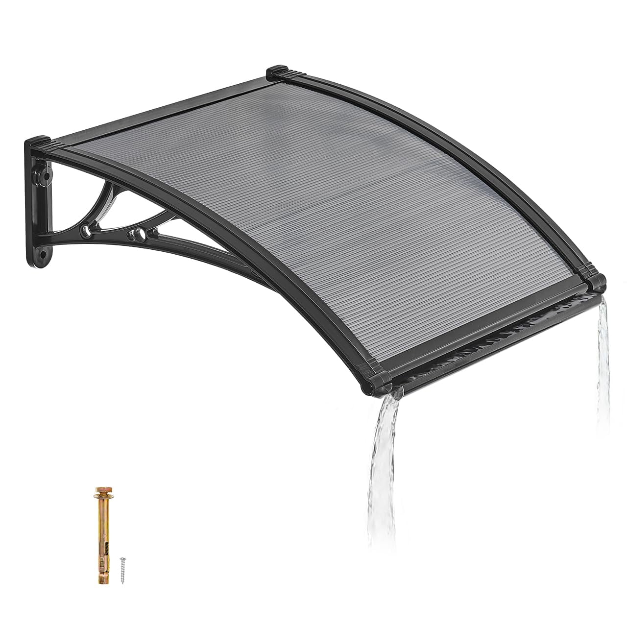 Toldo Vevor Para Puerta De Entrada, 60 X 60 Cm, Con Desagüe, Color Gris Ahumado