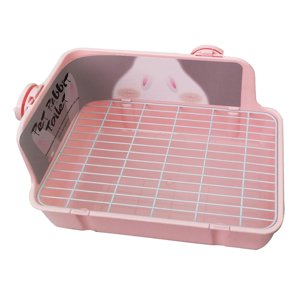 Ioensy - Caja De Arena Para Conejos, Baño Para Mascotas, Gato, Conejos, Conejito, Pequeño Animal, Orinal, Entrenador, Rosa