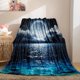 thumbnail image 2 of Ocean Throw Blanket Soft Lightweight Plush Flannel Fleece Blanket with Sea Night Full Moon Print Pattern for Couch Sofa Bed Travel All Season Decor Blanket for Baby Kids Boys Girls, 2 of 5