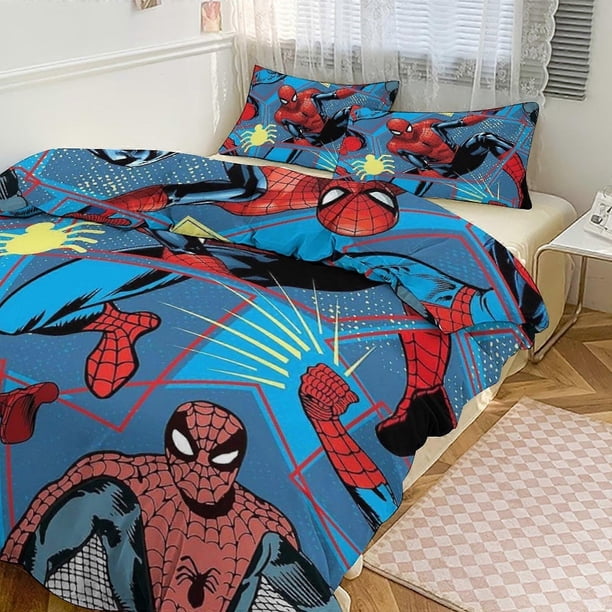 Juego de ropa de cama Spidean para niños, hombres y mujeres, tamaño individual, edredón, funda de edredón y fundas de almohada.