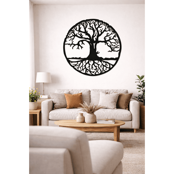 Cuadro Decorativo Arbol de la Vida MDF Negro 39x39cm