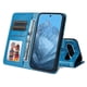 thumbnail image 4 of Funda tipo cartera FOXDOCK para Google Pixel 9 Pro , diseño girasol en relieve, cuero PU, cierre magnético, soporte y tarjetero, 4 of 5