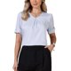 thumbnail image 2 of INSPIRE CHIC Blusa Elegante de Satén para Mujer Casual Elegante Cuello en V Manga Corta Camisa de Trabajo Empresarial XL Azul Claro, 2 of 6