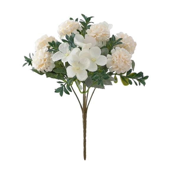 Ramo De Flores De Hortensia De Seda Para Sala De Estar Decoración De Sala De Reuniones Blanco