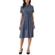 thumbnail image 2 of INSPIRE CHIC Vestido de trabajo a rayas para mujer con cuello de solapa, cintura con lazo, botones, manga corta, largo casual, talla S, azul oscuro, 2 of 6