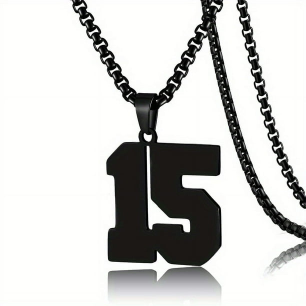 1pc Stylish Stainless Steel Men's Athletes Number Pendant Necklace - Perfect for Baseball, Basketball, and Football Teams - Long Chain Necklace with Sports Number - Ideal Gift for Boys
