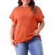 thumbnail image 1 of Agnes Orinda Blusas Casuales de Manga Corta con Cuello Redondo Texturizado para Mujer de Talla Grande 4X Naranja, 1 of 6