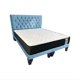 thumbnail image 1 of Cama 2 plazas con Colchon de 150cm X 190cm tapizada en Lino Azul Claro, 1 of 5