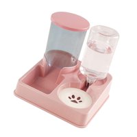Ioensy - Comedero Y Dispensador De Agua Para Mascotas, Comedero Integrado Para Gatos, Tazón Doble, Color Rosa