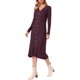 thumbnail image 4 of INSPIRE CHIC Vestido de Punto Acanalado para Mujer con Cuello en V y Manga Larga, Casual de Otoño Invierno con Dobladillo Plisado, Línea A, Midi, Talla S, Color Púrpura Oscuro, 4 of 6
