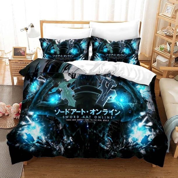 Sword Art Online Anime Quilt Duvet Cover Set Bedding Bedclothes Bedroom Decor3-Piece Bedding Set