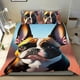 thumbnail image 1 of Bulldog Francés Conjunto de sábanas temático, trío de piezas, cómodo y amigable con la piel, diseño único, regalo de decoración para el hogar para familiares, amigos y fans,173cm *218cm, 1 of 6