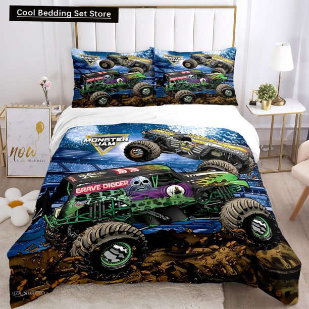 Cartoon Monster Truck All Season Duvet Cover Comforter Bedding sets Soft Quilt Cover and Pillowcases Single/Double/Queen/King