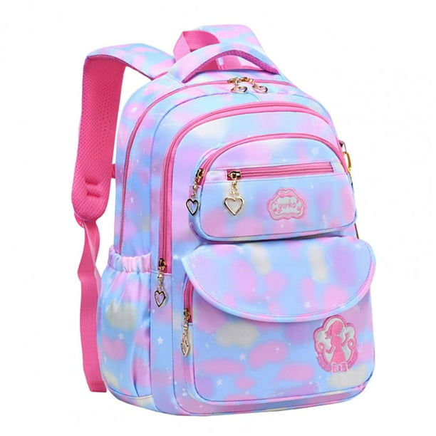 6-12 Years Girls Schoolbag Gradient Color Print Large Capacity Multi-pockets Primary School Kids Students Bookbag School Supply