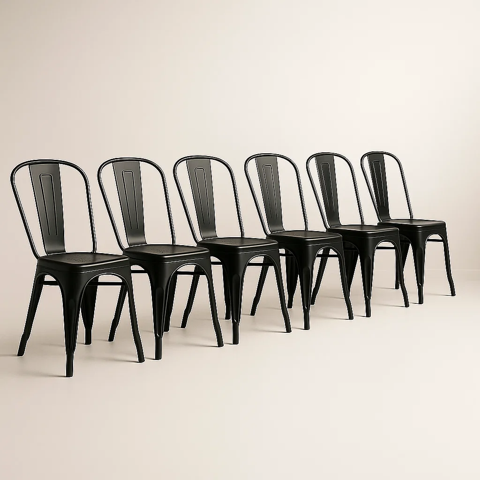 Klik Muebles - Pack De 6 Sillas Tolix - Negras