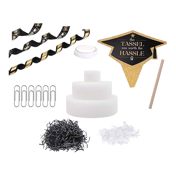 Soporte Para Pastel De 3 Niveles Con Forma De Dinero De Graduación, Decoración Para Fiesta De Graduación De Halloween, Color Negro