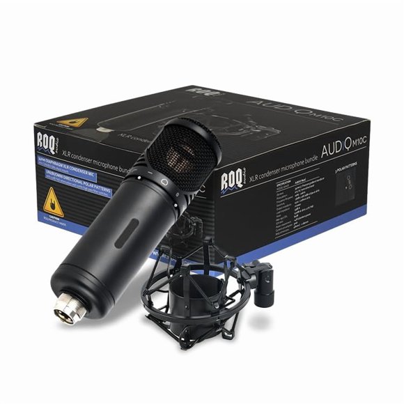 Micrófono ROQ Audio M10C XLR de condensador con soporte antivibración