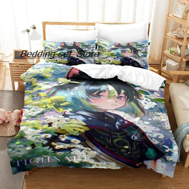 Kawaii Anime Game Genshin Impact Tighnari Bedding Set Single Twin Full Size Bed Set Adult Kid Bedroom Duvetcover Sets Bed Sheets