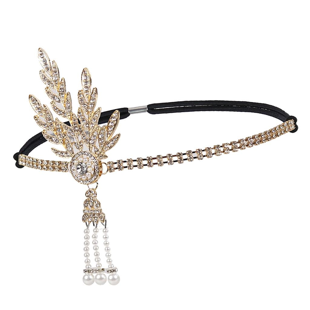 Diadema De Plumas Gatsby Años 20 Accesorios De Corona De Plumas Diadema Flapper Gatsby Vintage Clasico Dorado
