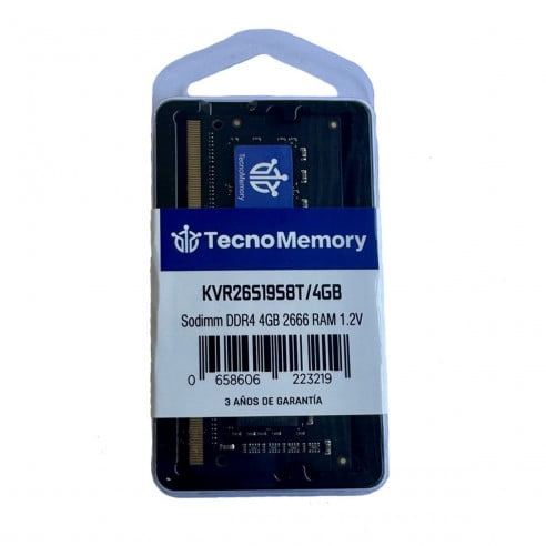 Memoria Ram Tecnomemory Sodimm Ddr4 4gb 2666mhz Kvr26s19s8t/4gb