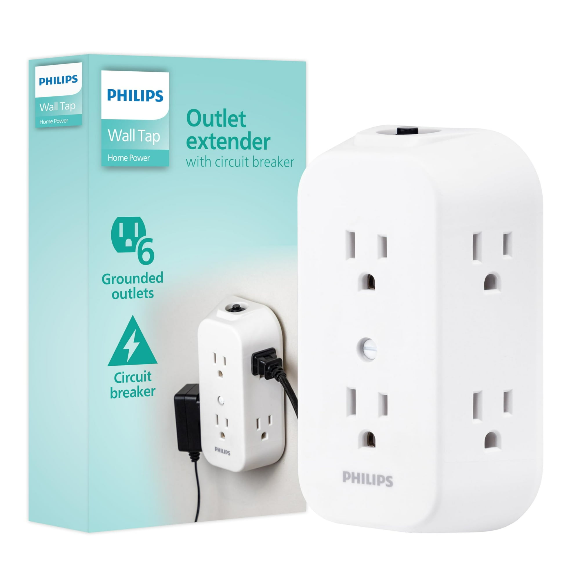 Extensor De Enchufe Philips Sps1460wa/37 De 6 Salidas, Blanco
