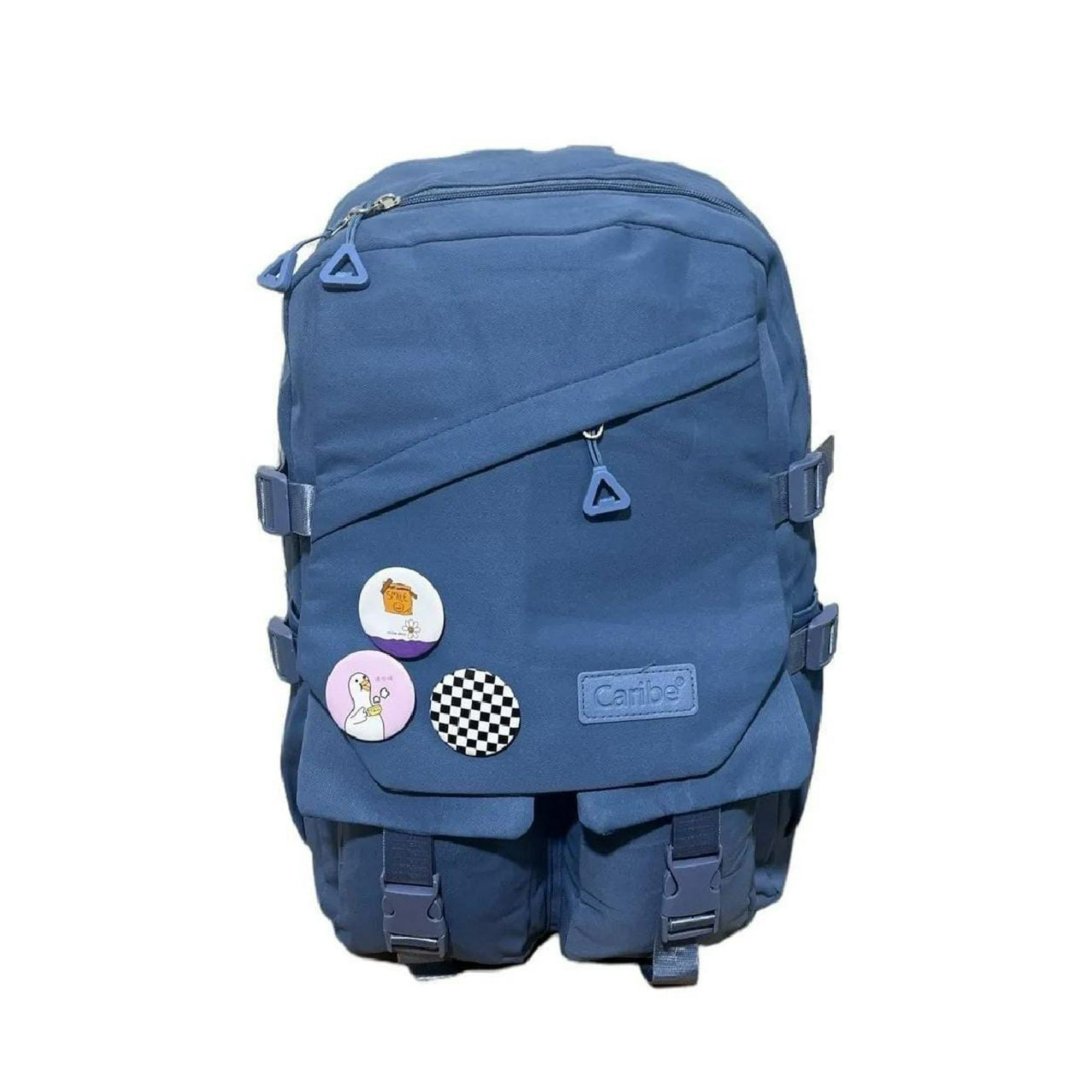 Clickdescuento - Mochila Juvenil Escolar Con Insignias Celeste
