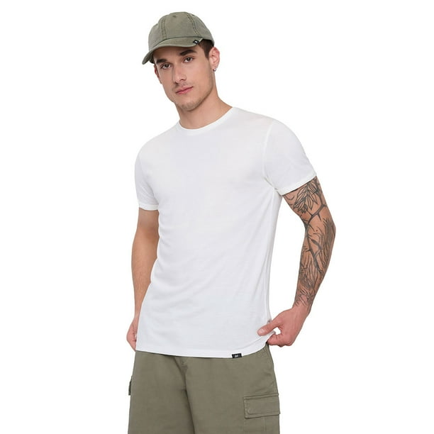 Polera Hombre Slim Blanco Liso Corona