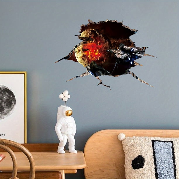 1pc 3D Universe Floor Sticker, Plastic Star Break Through Peel And Stick Wallpaper / Floor Sticker, Outer Space Galaxy Broken Wall / Floor / Ceiling Art Decals For Living Room Bedroom Home Decor (25.2