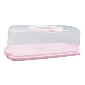 Magideal - Recipiente Para Tartas, Soporte Para Tartas, Bandeja Para Servir Postres, Portador De Tartas Con Tapa, Para Fiestas, Camping, Galletas, Picnic , Rectángulo Rosa