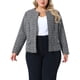 thumbnail image 1 of Agnes Orinda Chaqueta de Tweed sin Cuello de Talla Grande para Mujer, Estilo Escolar Universitario, Abierta al Frente, de Manga Larga, Casual de Negocios, con Botones Decorativos, 6X Negro, 1 of 6