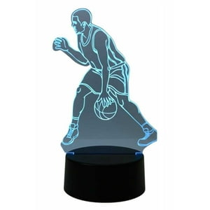 Lelumania - Lampara Ilusion 3D Básquet De 7 Colores, Base Touch