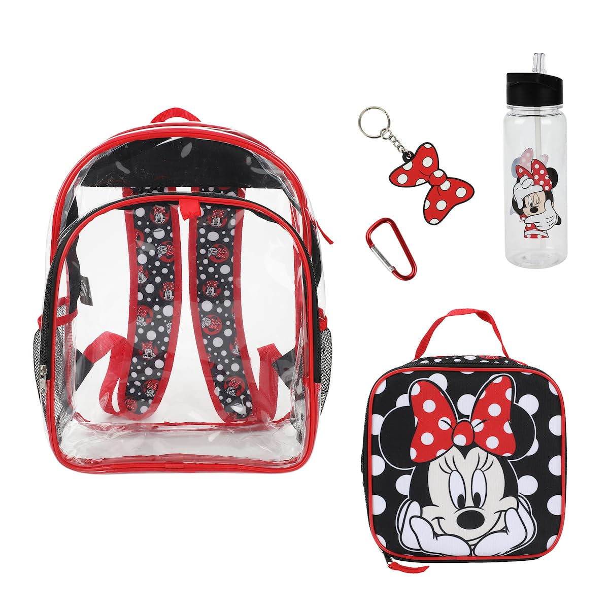 Bioworld - Set De Mochilas Disney Minnie Mouse De 5 Piezas Con Lonchera Y Botella