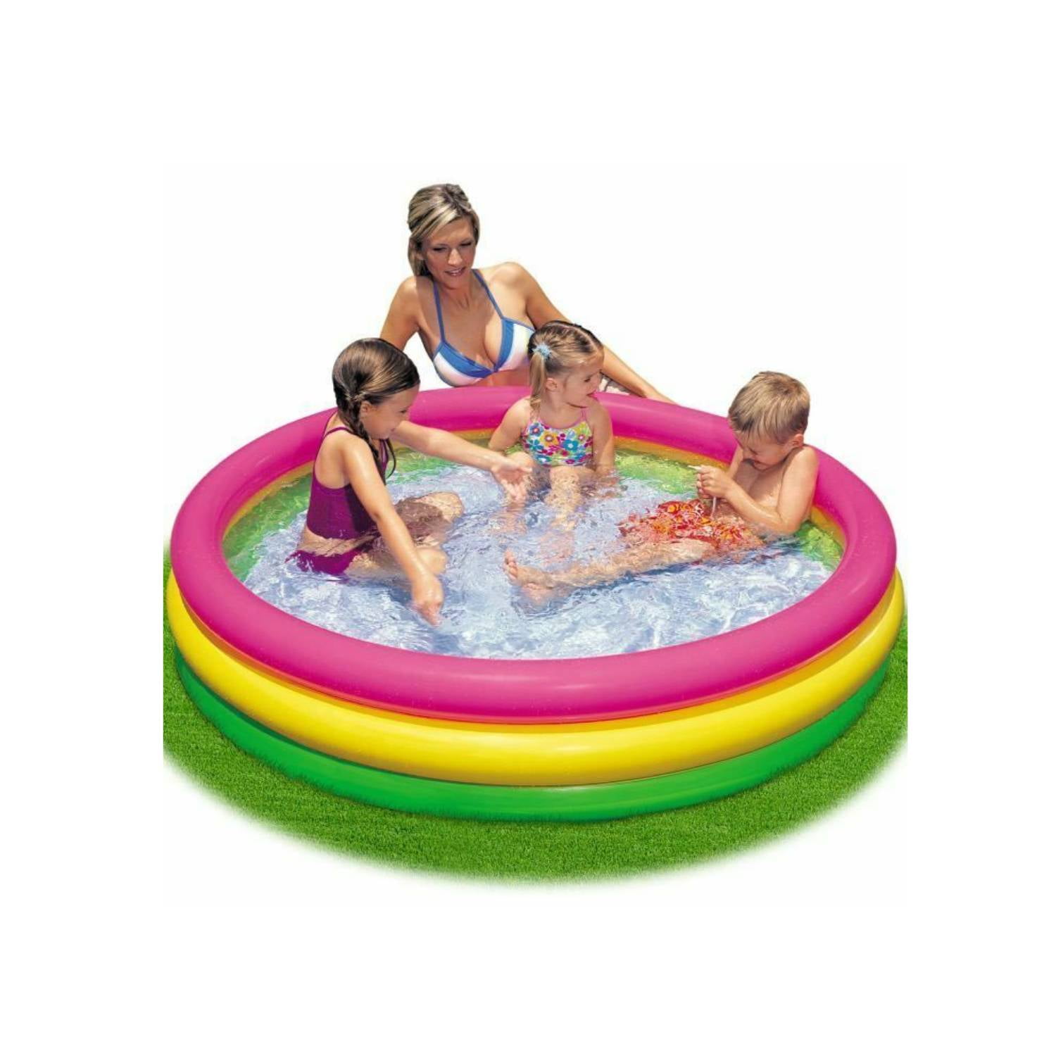 Chiquibaby - Piscina Inflable 3 Anillos 130 X 60 Cm Rosa