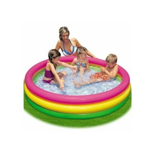 Chiquibaby - Piscina Inflable 3 Anillos 130 X 60 Cm Rosa