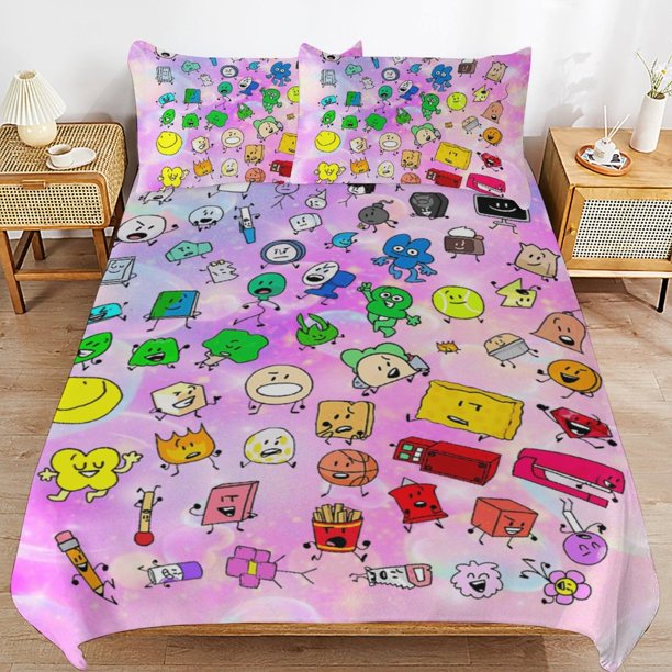 Game BFDI Battle For Dream Island Bedding Set Duvet Cover Comfortable and Lightweight Cartoon Bedding 3 Piece Bed Set