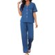 thumbnail image 1 of INSPIRE CHIC Conjunto de Pijama para Mujer Botón Abajo Lazo Manga Corta Top y Pantalones Conjunto de Pijamas Suaves para Novia Ropa de Dormir Conjunto de Dos Piezas XL Azul Marino, 1 of 6